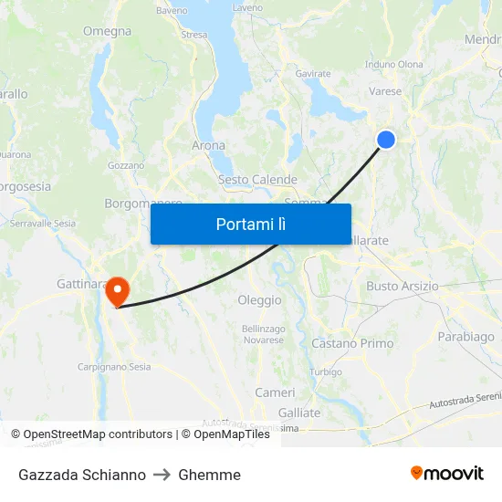 Gazzada Schianno to Ghemme map