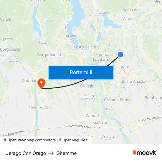 Jerago Con Orago to Ghemme map