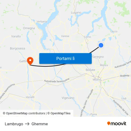 Lambrugo to Ghemme map