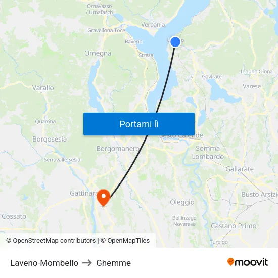 Laveno-Mombello to Ghemme map