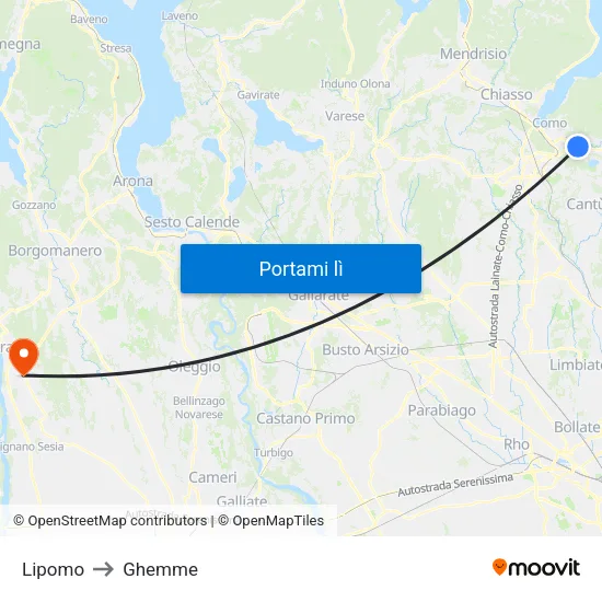 Lipomo to Ghemme map