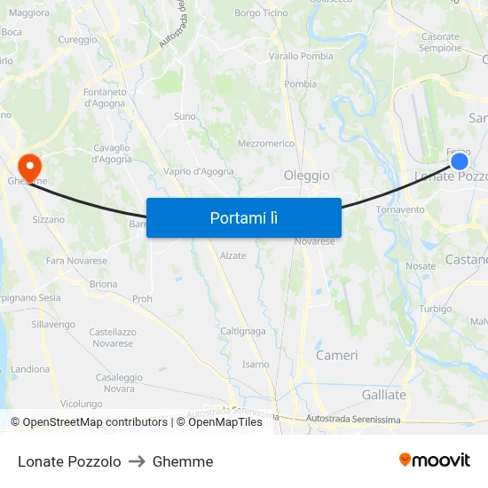 Lonate Pozzolo to Ghemme map