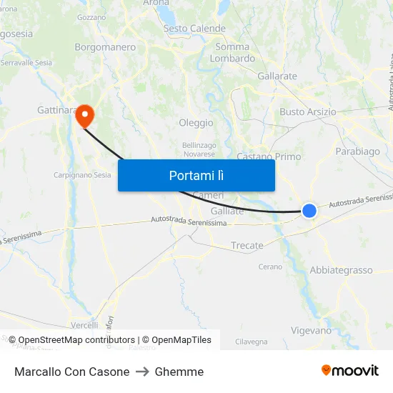 Marcallo Con Casone to Ghemme map