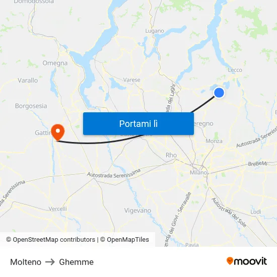 Molteno to Ghemme map