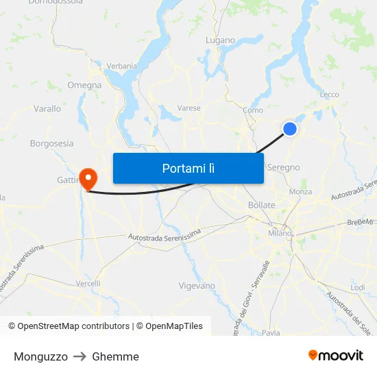 Monguzzo to Ghemme map