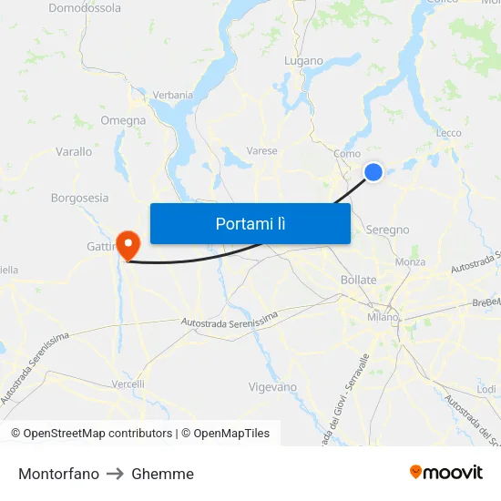 Montorfano to Ghemme map