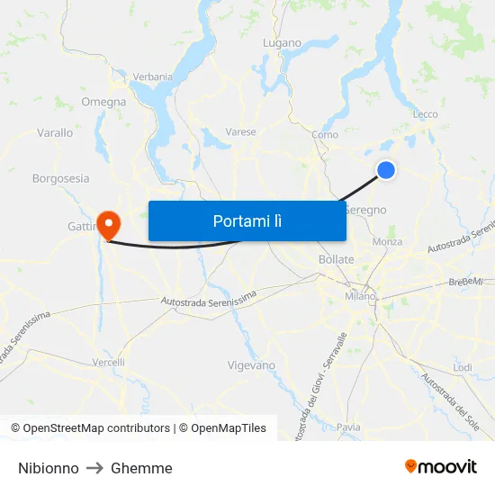 Nibionno to Ghemme map