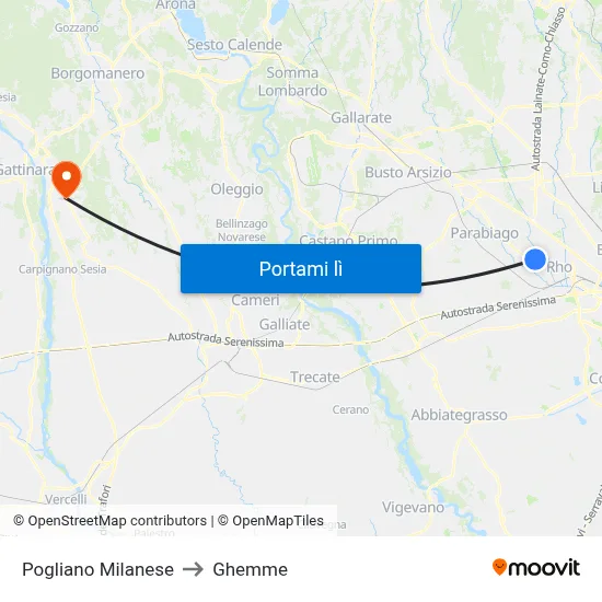 Pogliano Milanese to Ghemme map