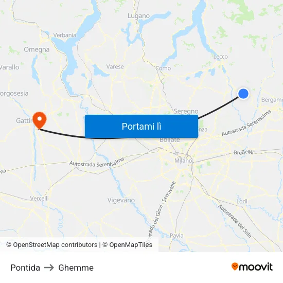 Pontida to Ghemme map