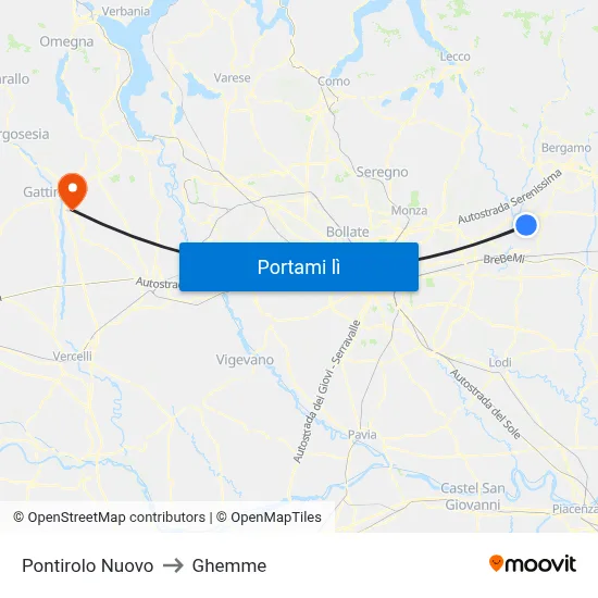 Pontirolo Nuovo to Ghemme map