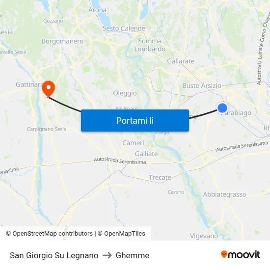 San Giorgio Su Legnano to Ghemme map