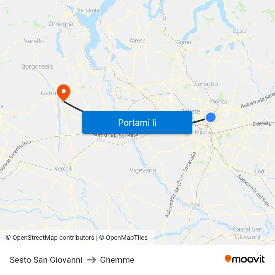 Sesto San Giovanni to Ghemme map