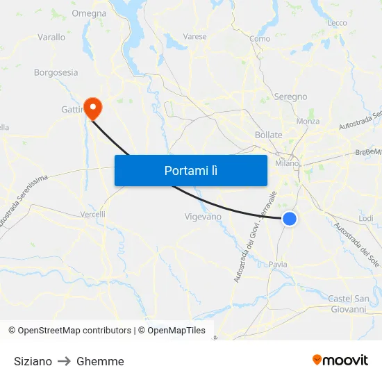 Siziano to Ghemme map