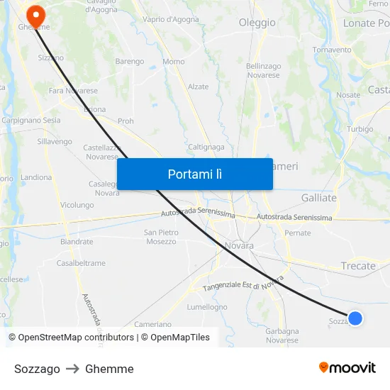 Sozzago to Ghemme map