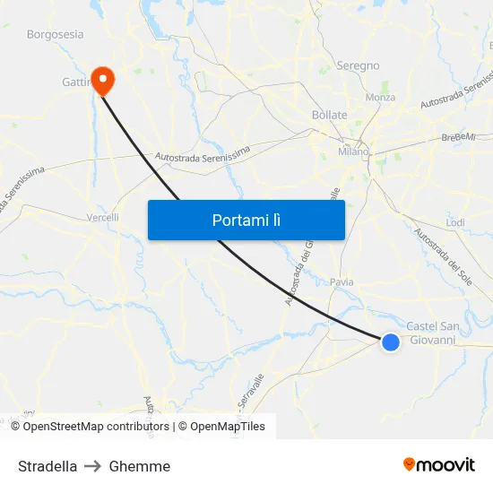 Stradella to Ghemme map