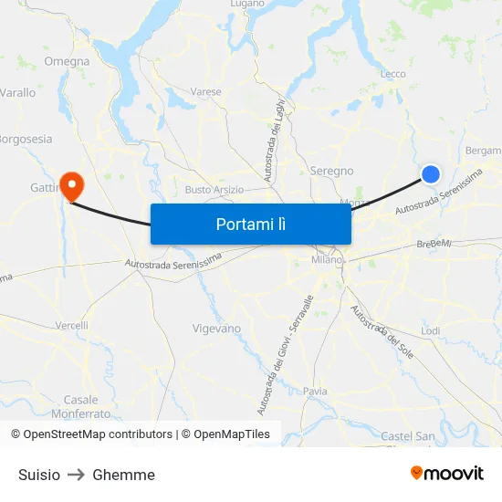 Suisio to Ghemme map