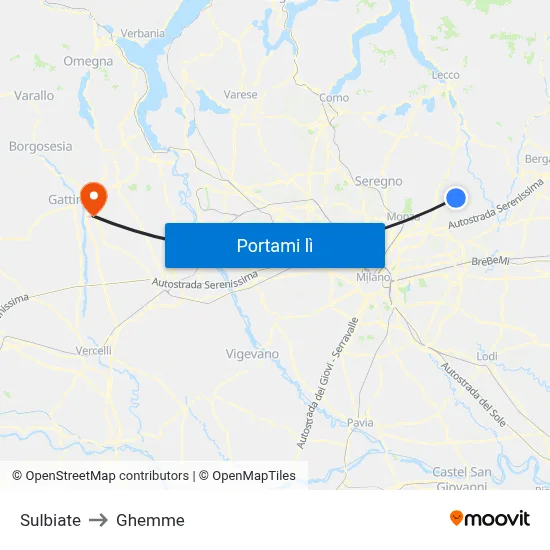 Sulbiate to Ghemme map