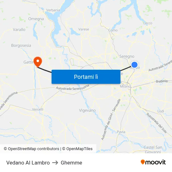 Vedano Al Lambro to Ghemme map
