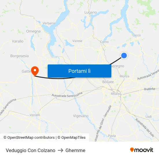 Veduggio Con Colzano to Ghemme map