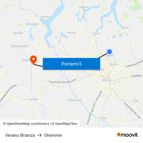 Verano Brianza to Ghemme map