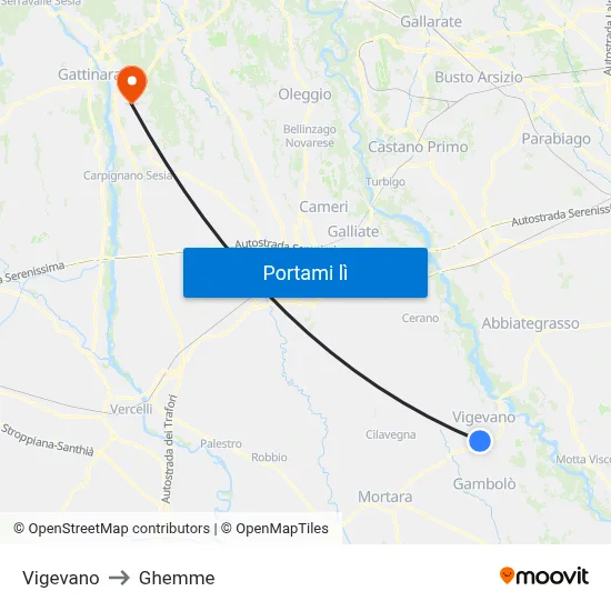 Vigevano to Ghemme map