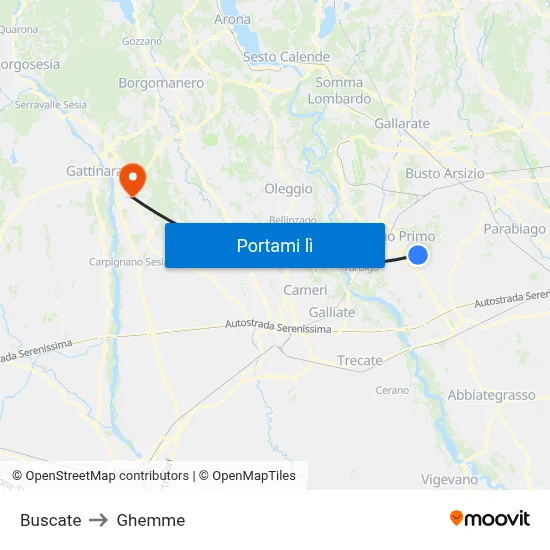 Buscate to Ghemme map