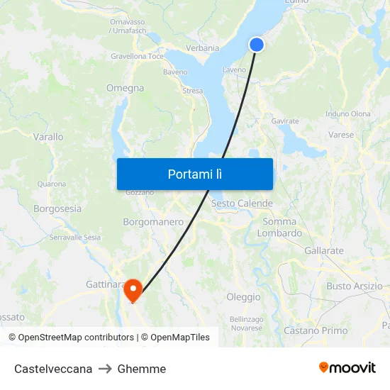 Castelveccana to Ghemme map