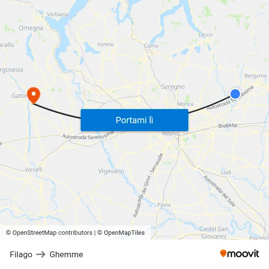 Filago to Ghemme map