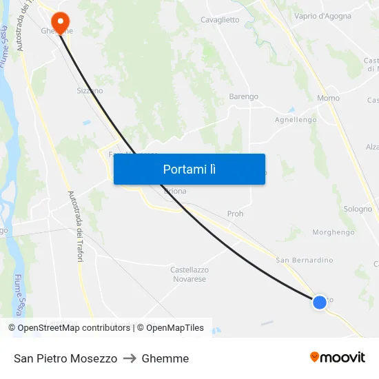 San Pietro Mosezzo to Ghemme map