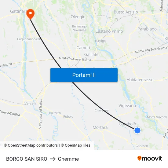 BORGO SAN SIRO to Ghemme map