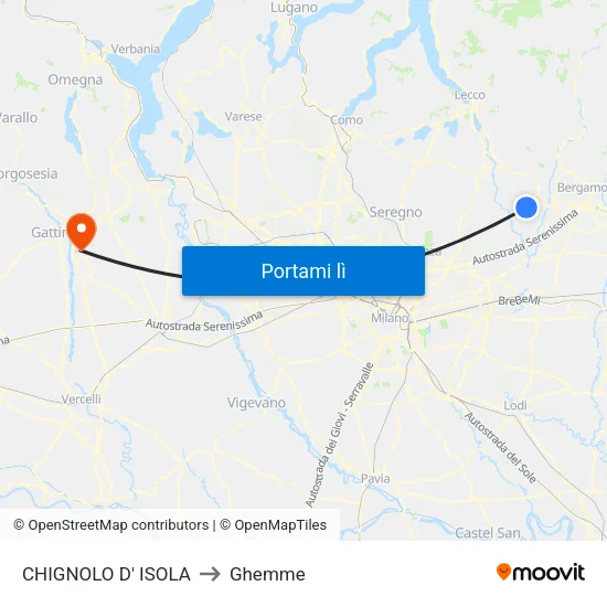 CHIGNOLO D' ISOLA to Ghemme map