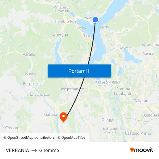 VERBANIA to Ghemme map