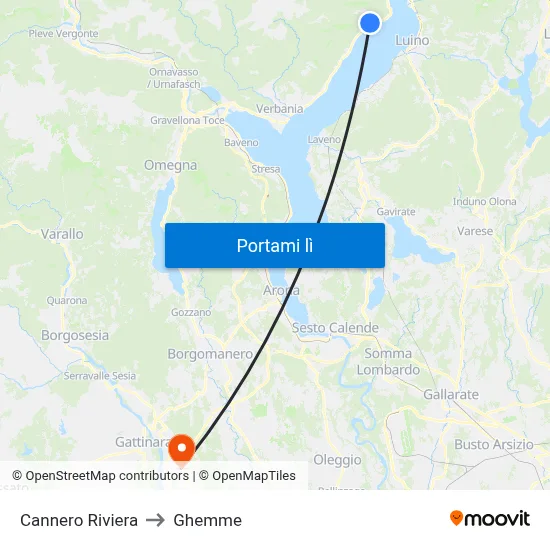 Cannero Riviera to Ghemme map