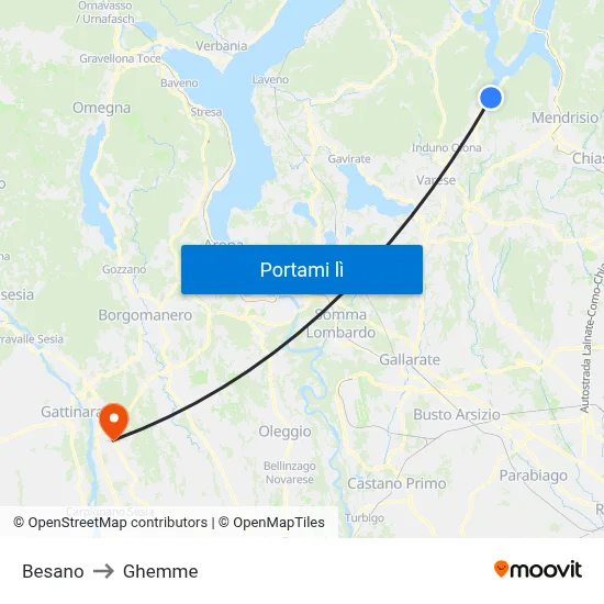 Besano to Ghemme map
