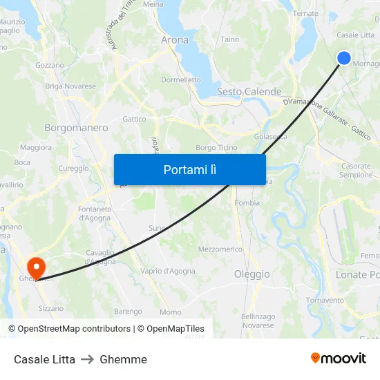 Casale Litta to Ghemme map