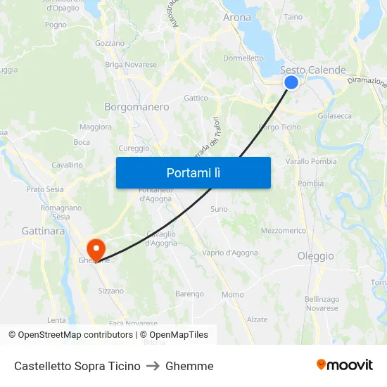 Castelletto Sopra Ticino to Ghemme map