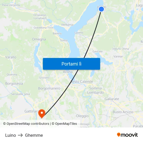 Luino to Ghemme map