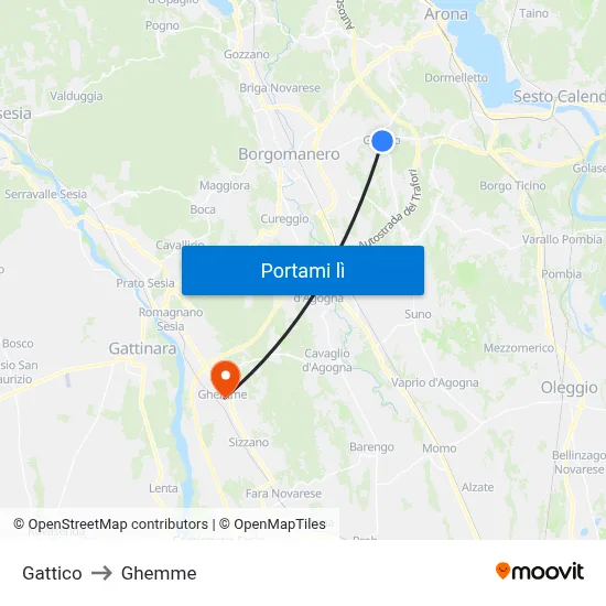 Gattico to Ghemme map