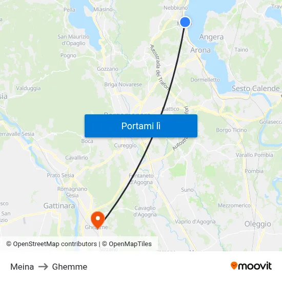 Meina to Ghemme map