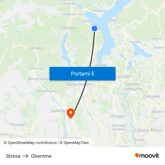 Stresa to Ghemme map