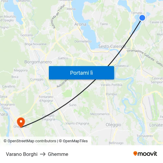 Varano Borghi to Ghemme map
