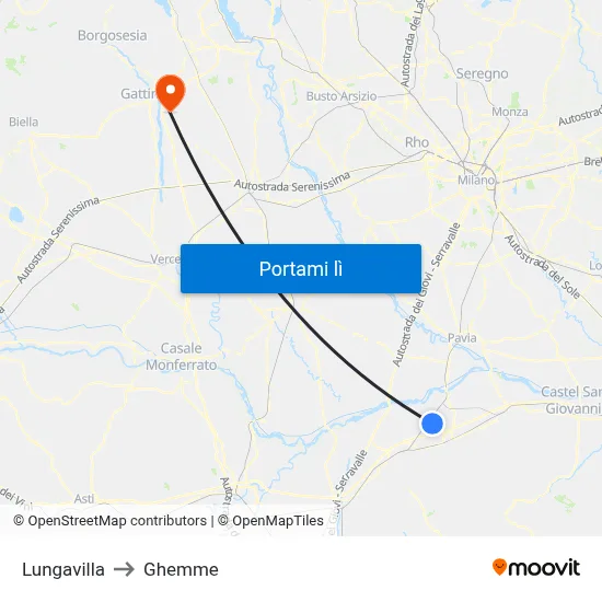 Lungavilla to Ghemme map