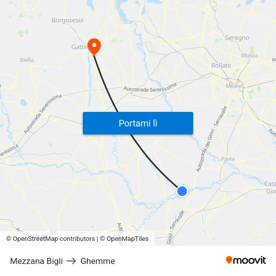 Mezzana Bigli to Ghemme map