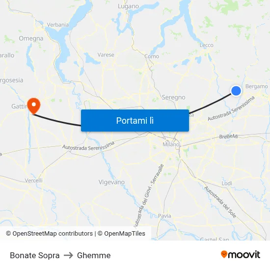Bonate Sopra to Ghemme map