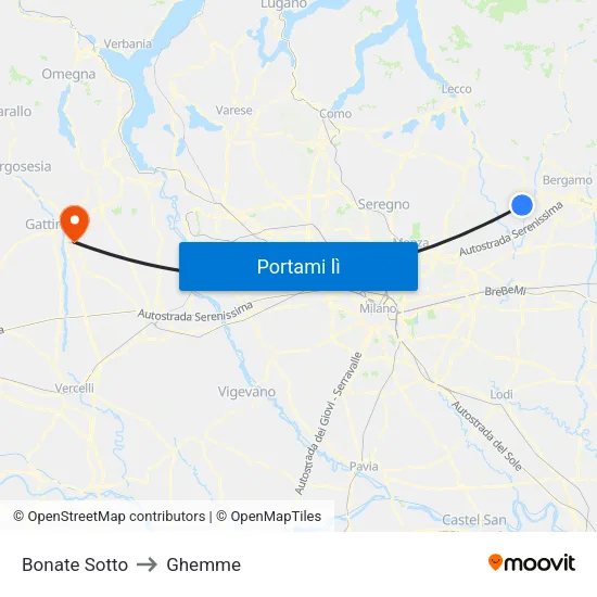 Bonate Sotto to Ghemme map