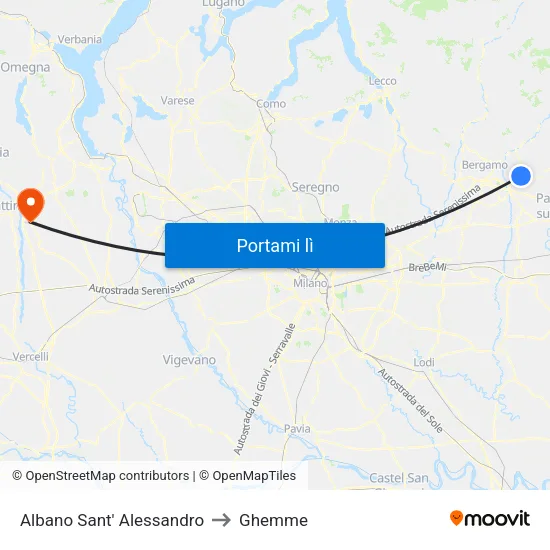 Albano Sant' Alessandro to Ghemme map
