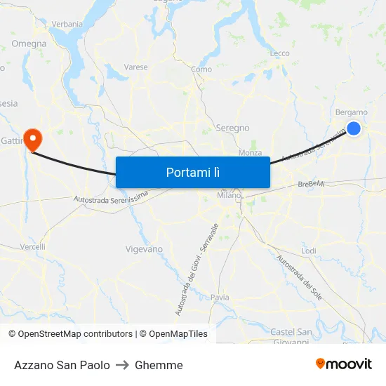 Azzano San Paolo to Ghemme map