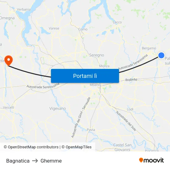 Bagnatica to Ghemme map