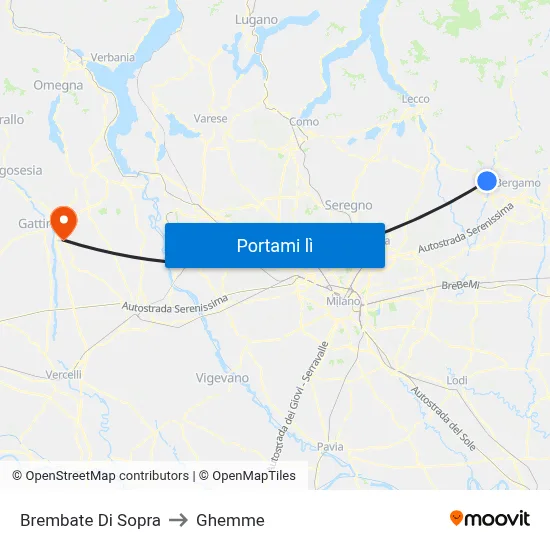 Brembate Di Sopra to Ghemme map