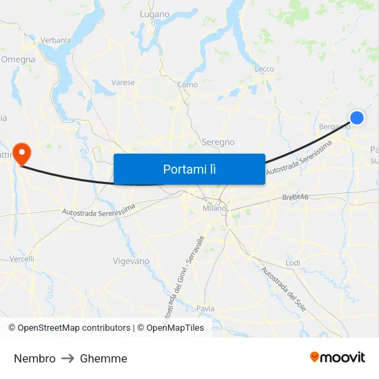 Nembro to Ghemme map